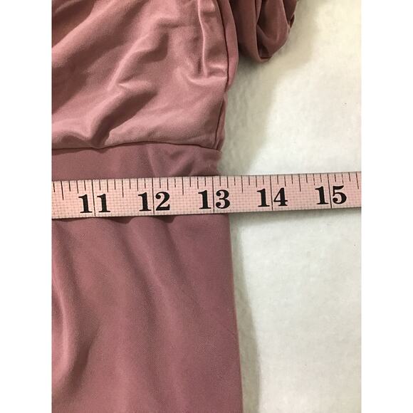 MISA LOS ANGELES SZ S Mauve Teget Twist Knot Long sleeve V-Neck Dress NWT 0B14 - Picture 5 of 8